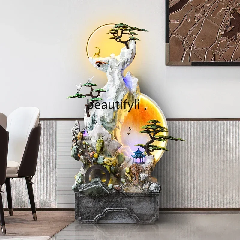 

ZXRockery flowing water landscape circulating water ornaments feng shui wheel fortune fountain light luxury decoration floor