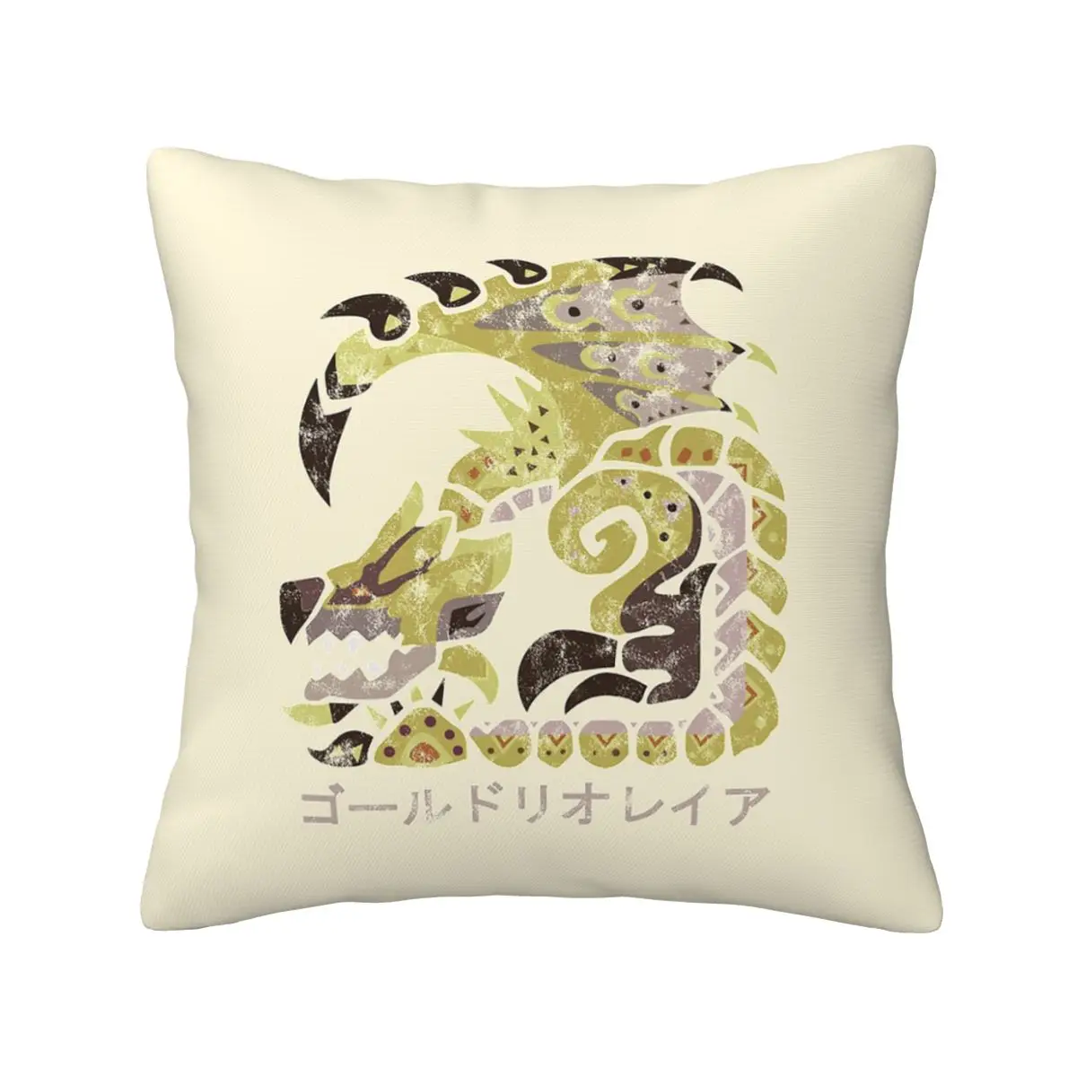 

Monster Hunter World Iceborne Gold Rathian Kanji Soft Cushion Cover Decoration Pillow Case Cover for Home Double-sided Printed