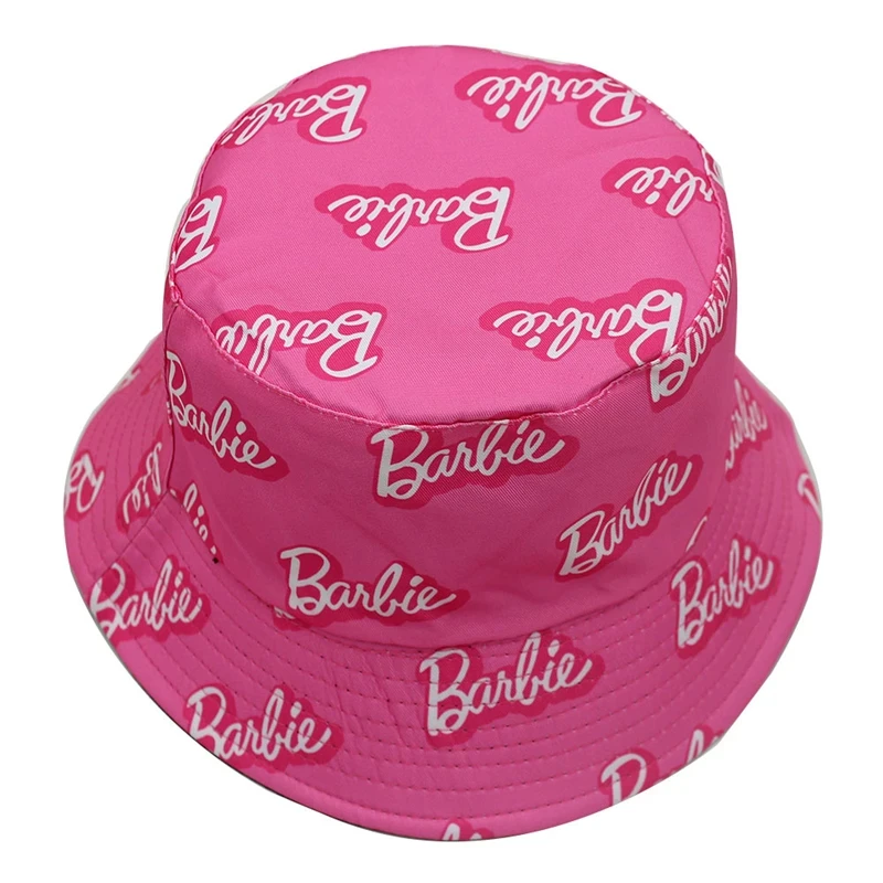 Kawaii Barbie Women's Sun Hat MINISO Anime Lovely Pink Bucket Cap Macaron Color Leisure Time Fashion Versatile Basin Cap New