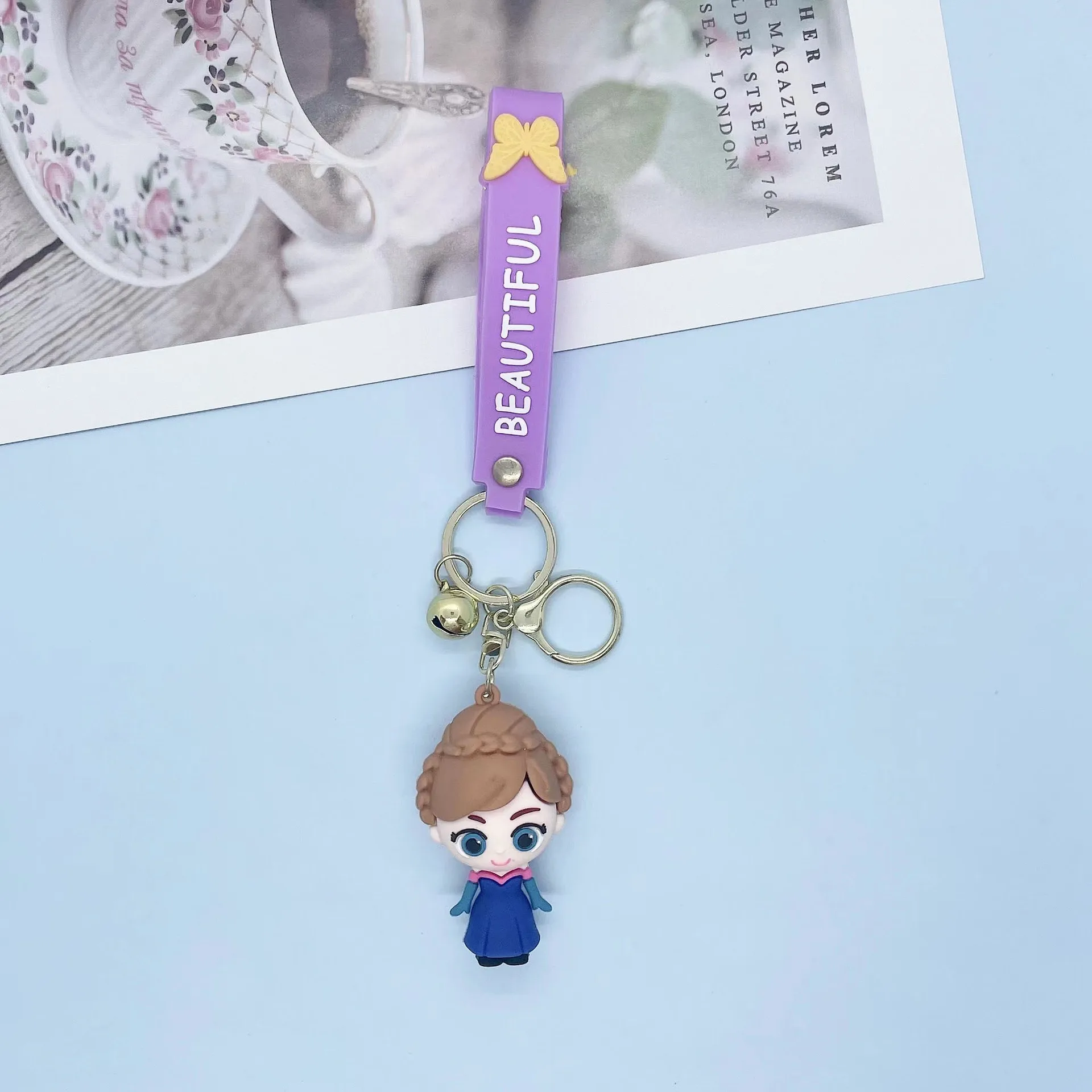 Disney Frozen Princess Elsa Anna Anime Cartoon Pendant Keychain Holder Car Keyring Mobile Phone Bag Hanging Jewelry Accessories image 3