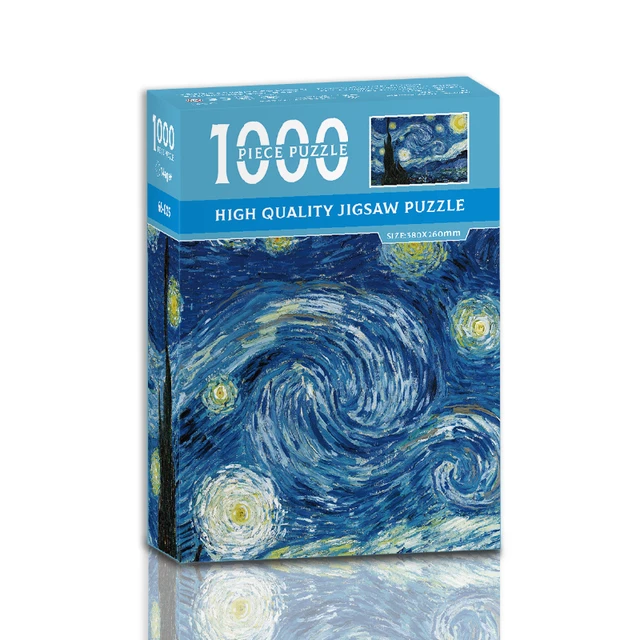 MaxRenard Mini Jigsaw Puzzle 1000 elementów dla dorosłych Van Gogh Gwiaździsta noc Przyjazny dla środowiska papierowy prezent świąteczny Zabawka