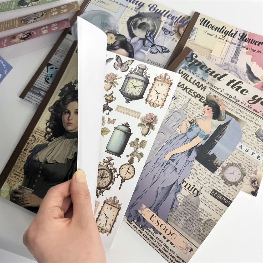 

24 листа, милый мультяшный персонаж, ретро декоративная наклейка, книга для скрапбукинга, материал для справочника, наклейки для телефона, детский подарок