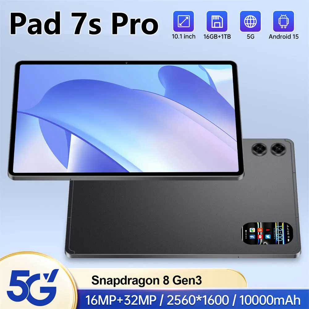 2026 Pad 7s Pro Tablet Android 15 16GB + 1TB 10000mAh batería 10,1 pulgadas tabletas PC versión Global 5G WIFI doble SIM Tab para niños