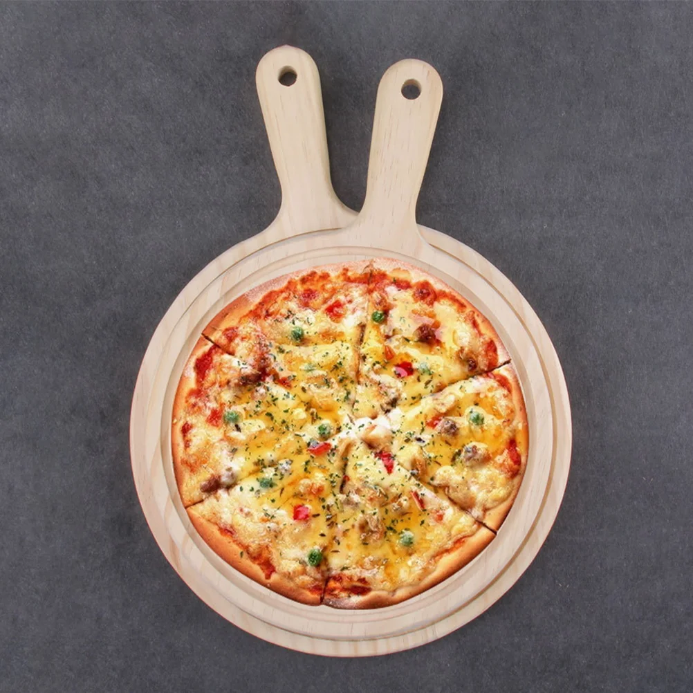 22 Wooden Pizza Board Round With Hand Baking Tray Cutting Platter Cake Bakeware Tools Oven Diameter board with Stone Sliding