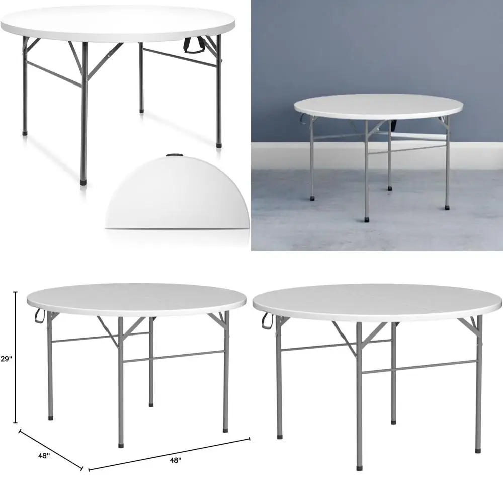 

Vingli 48-дюймовый круглый складной коммерческий пластиковый стол, портативный обеденный стол для кухни, уличных вечеринок, свадеб и мероприятий