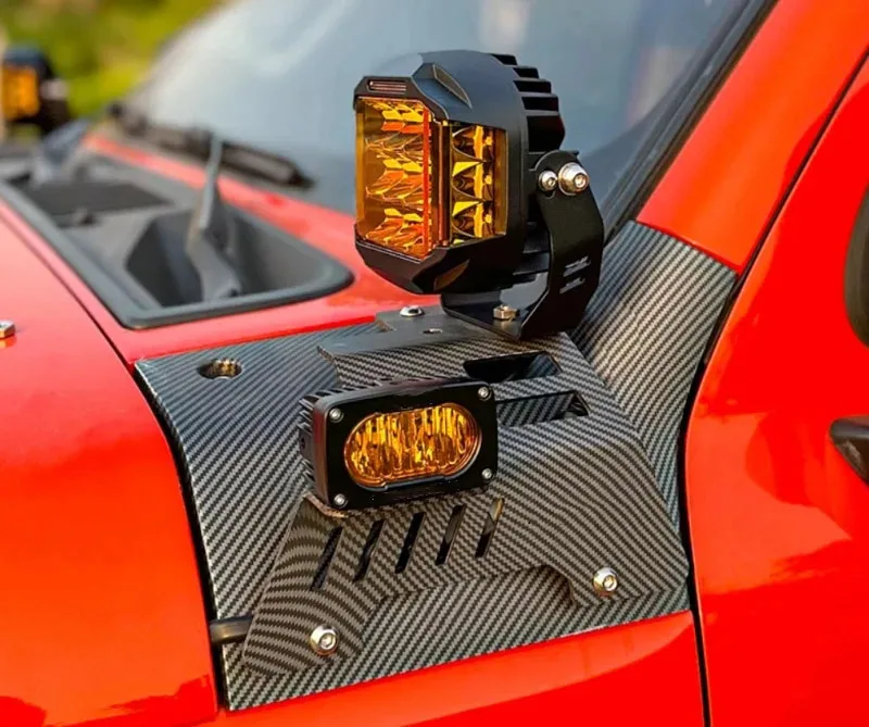 Cars A-pillar Bracket Car Hood Carbon Fiber Pattern Double Light Bracket Fit for GWM Tank 300 Car Exterior lighting Accessories