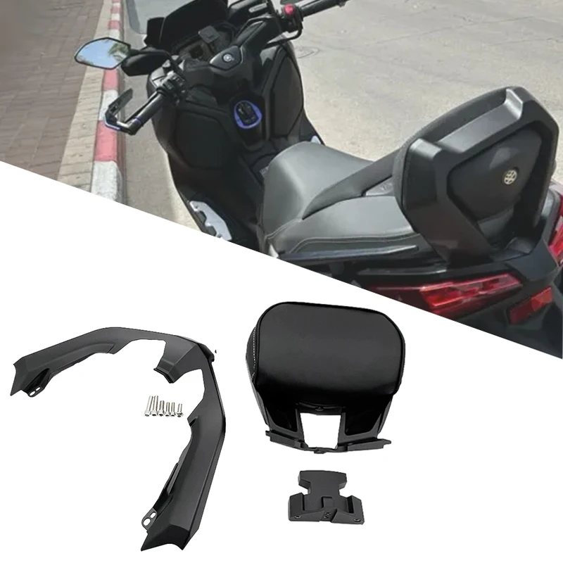 دراجة نارية شريط سيسي خلفي أسود ، مسند ظهر للركاب ، أجهزة تثبيت مسند الظهر ، يصلح لياماها ، XMAX ، 2023-2024Motorcycle #1