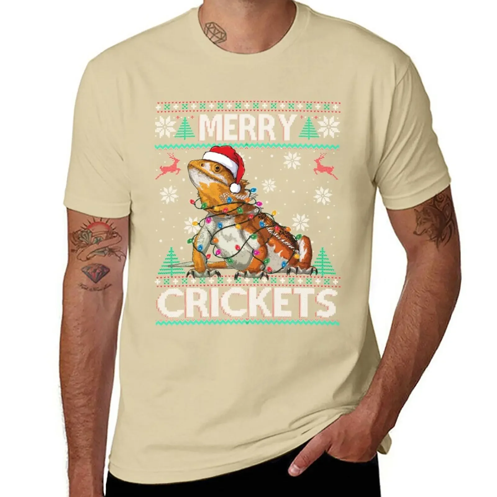 Sweater Sweatshirt Classic T-Shirt Merry Crickets Bearded Dragon Christmas Pajama Ugly graphic men clothing oversized summer