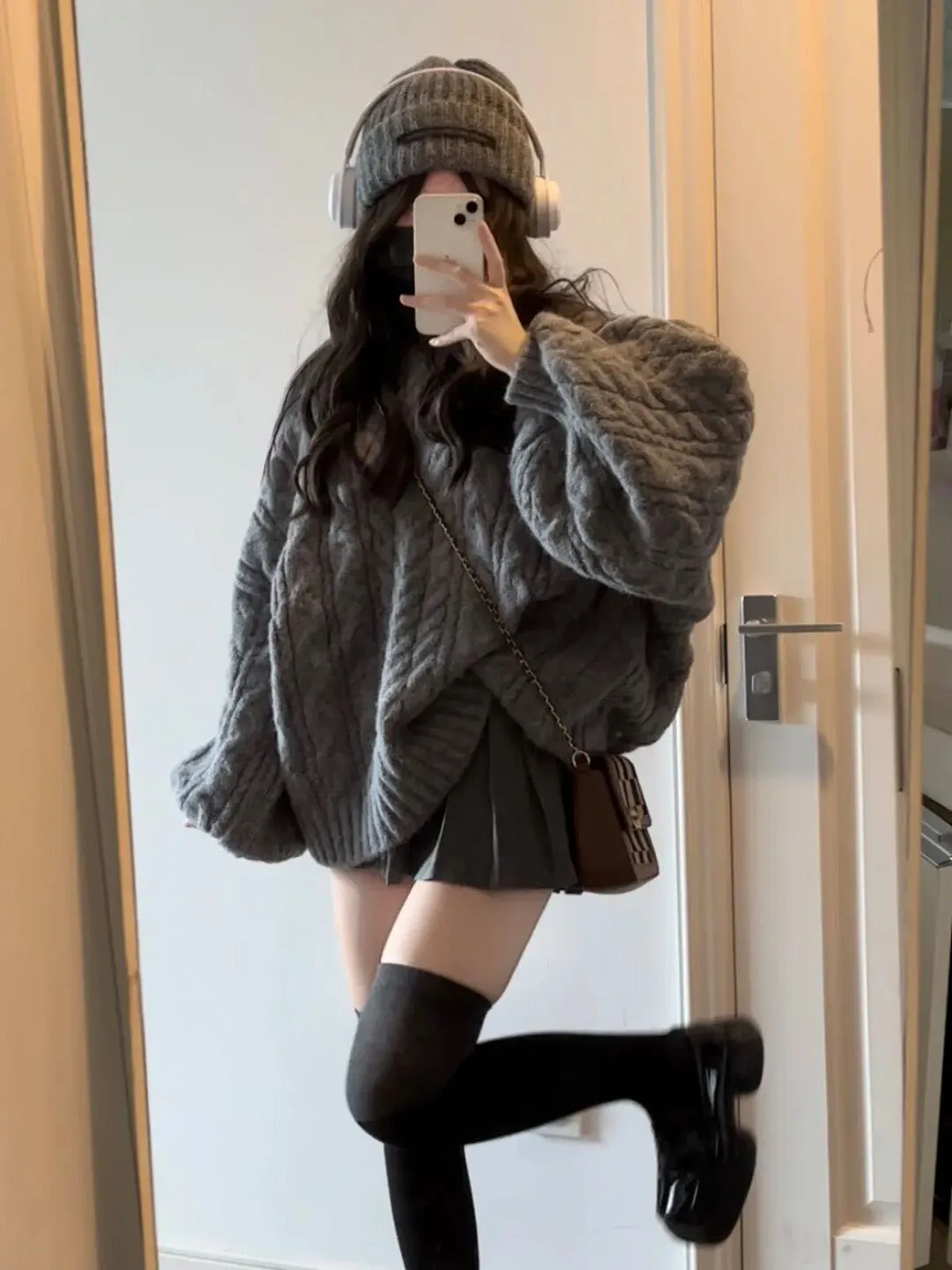 Ladies Thiened V-Ne Sweater Soft Cozy Loose Knitted Top for Autumn And Winter Sli Commute Pure Color Straight Cut