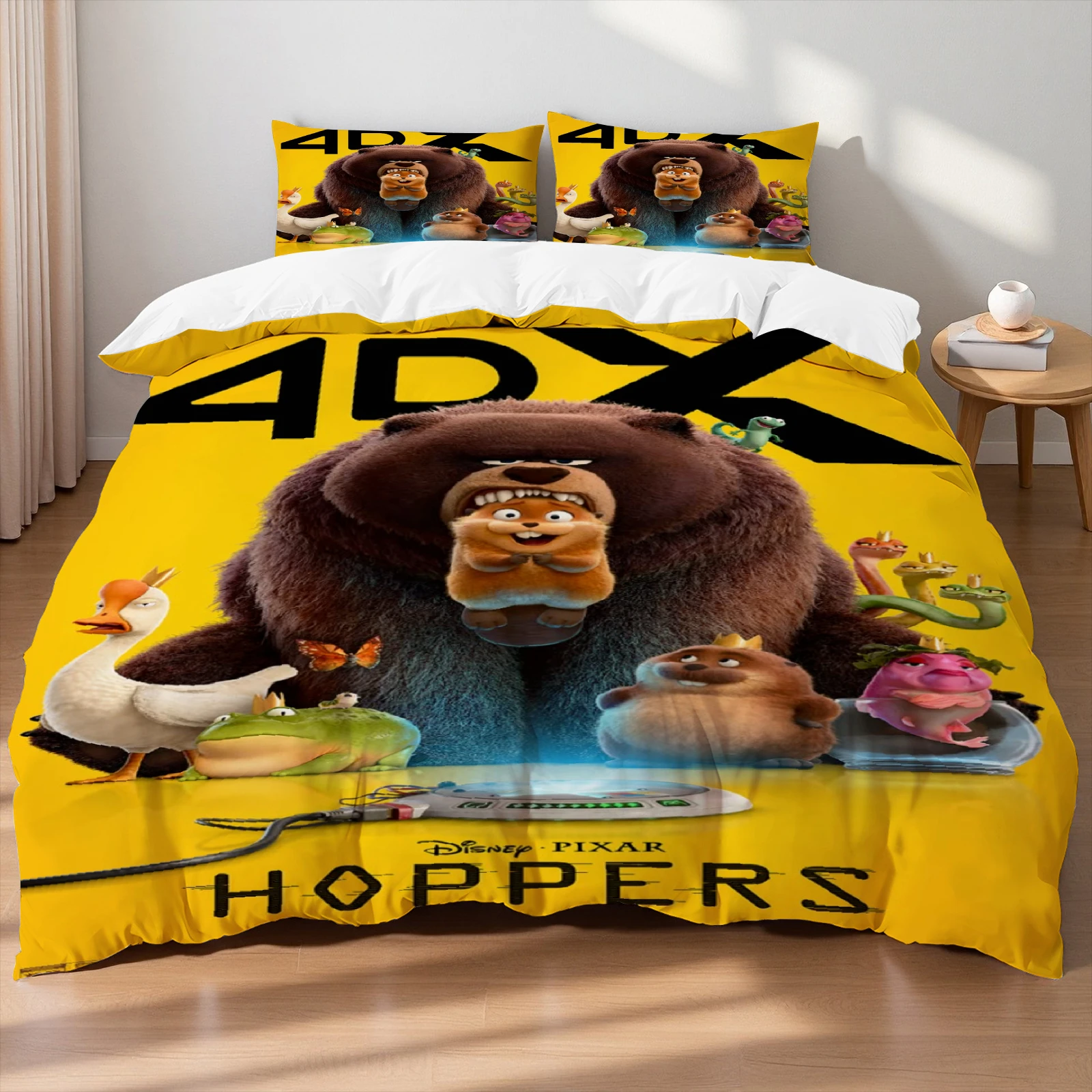 3pcs H-oppers Capybara Print Bedding Set Lovely Style Soft Duvet Cover Set King Queen Twin Size Birthday Gift for Bedroom Decor
