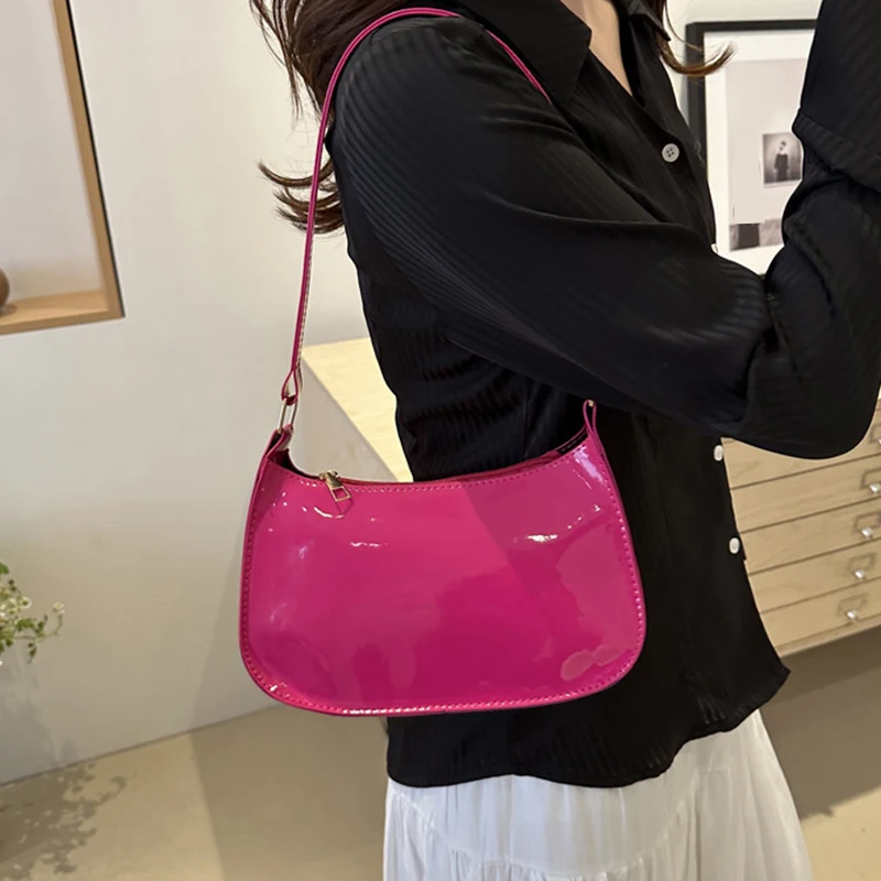 Retro Solid Color PU Leather Shoulder Bag Fashion Women\'s Handbags Casual Designer Hobos Underarm Bag