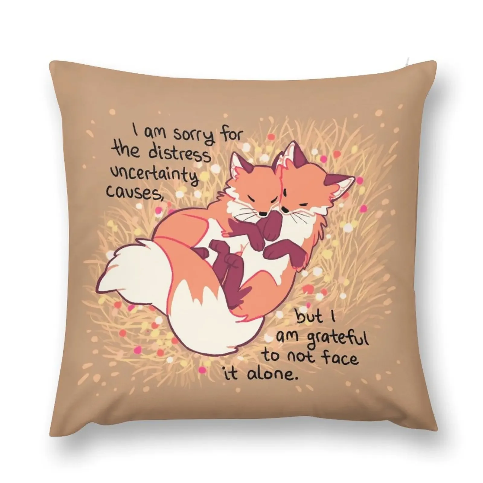 Grateful Fox Flower Cuddles Throw Pillow bed pillows pillow cover christmas Decorative Cover For Living Room pillow