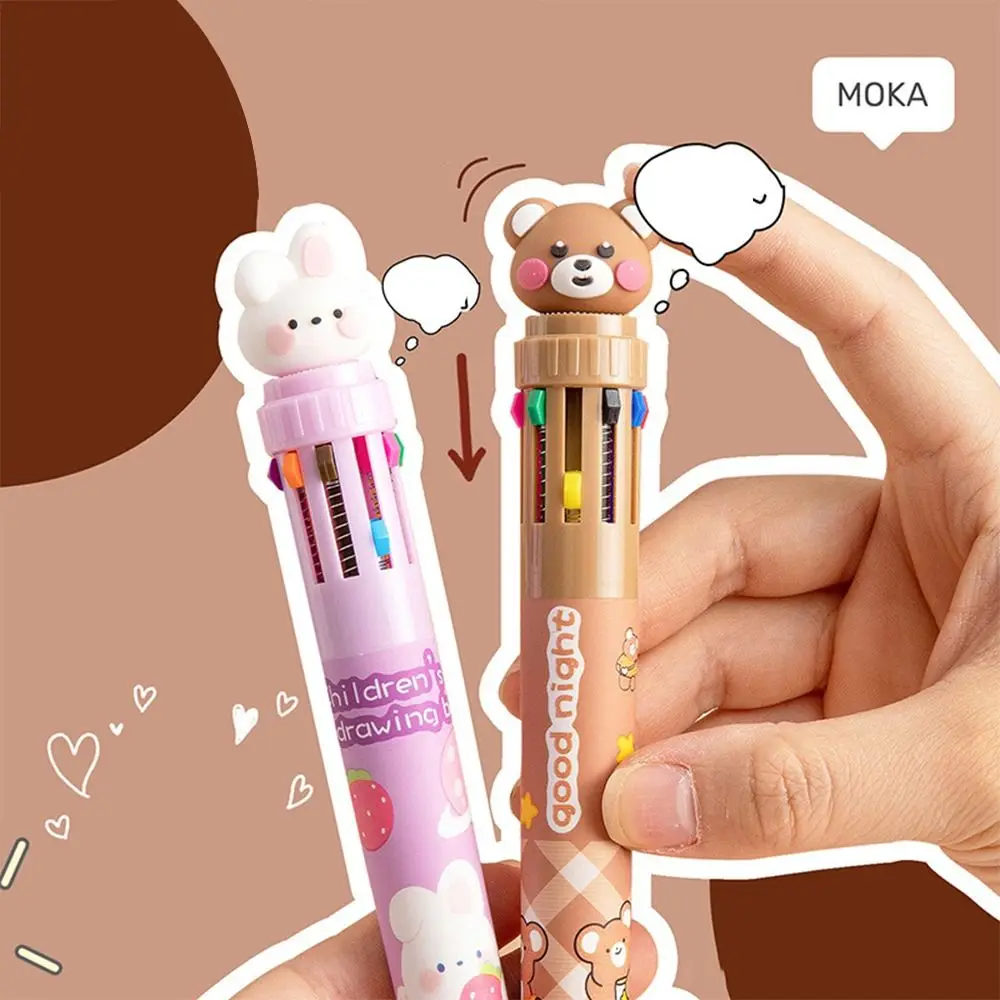 Stronauts/Dinosaurs/Animals 10-Color Pen 10 Colors Ink Quick Drying Gel Pen Press Type Silicone Doll Ballpoint Pen School Office