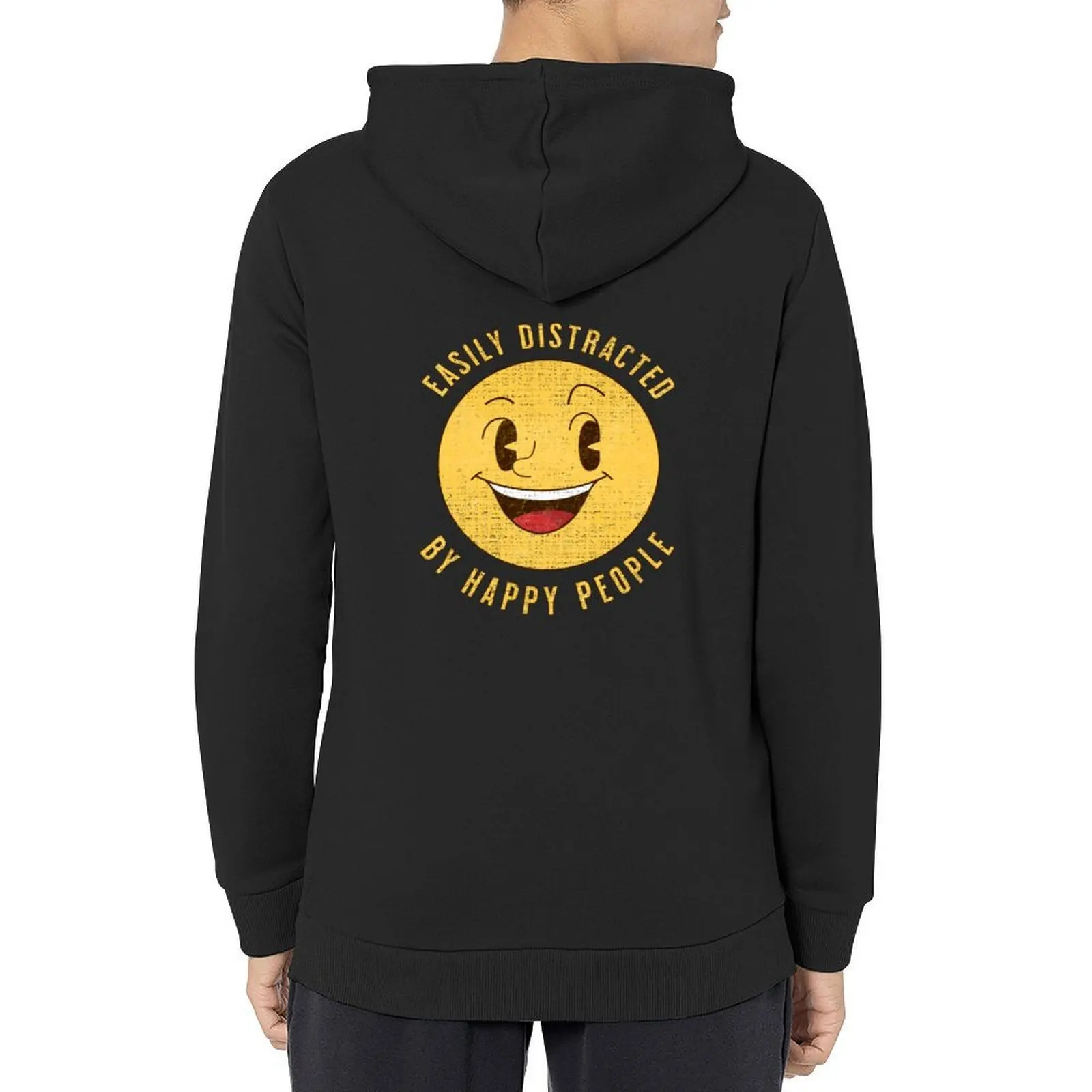 

Happy Pop-Art: Easily Distracted by Happy People Hoodie men's sweat-shirt set men's winter sweater men clothing mens hoodie