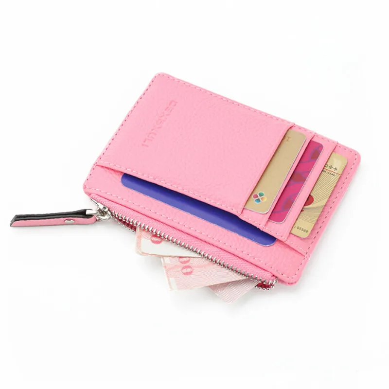 

Wallet Mini Pu Leather Card Holders Card Slots Purse Small Men Wallet Women Zipper Coin Pocket Ultra Thin Wallet