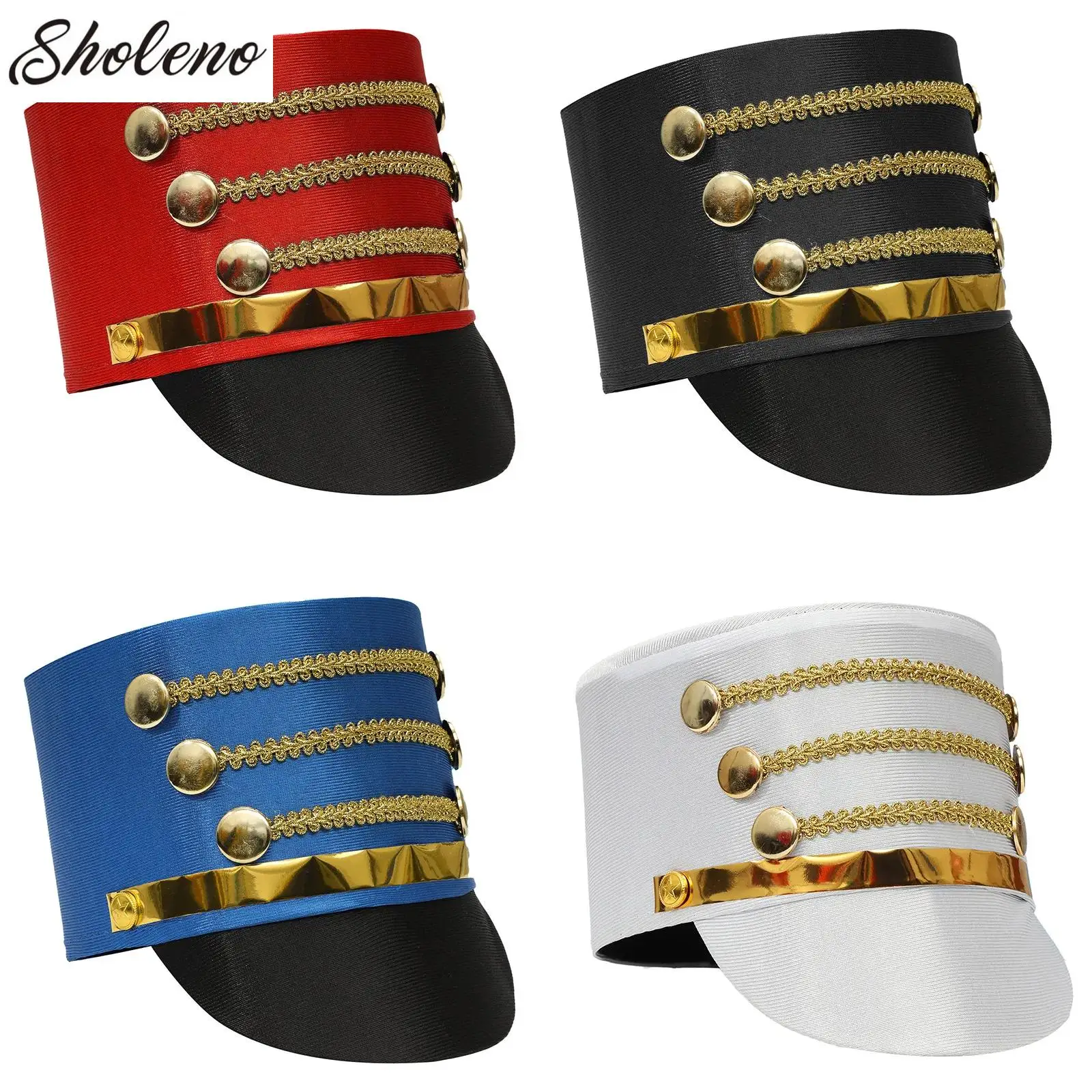 Marching Band Hat Novelty Band Major Hat Drum Major Hat for Stage Performance Halloween Christmas Role Play Cosplay Dress up