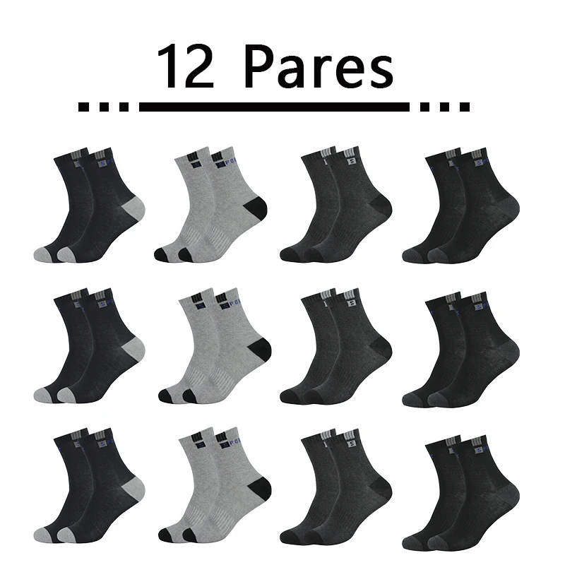 12 Pairings Men's Sports Socks, Running, Cycling, Outdoor Sports, Breathable, Sweat Absorbents and Comfortable