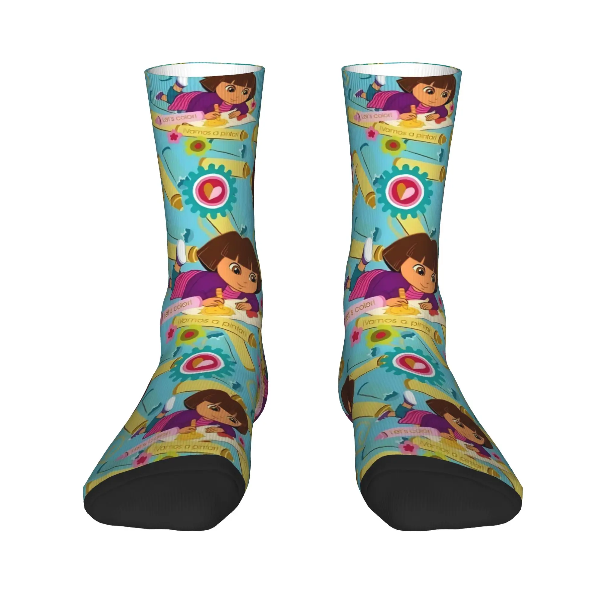 جوارب Doras The Explorer جوارب غير رسمية للنساء والرجال جوارب رياضية دافئة وناعمة للجري جوارب خريف جرافيك مضادة للانزلاق