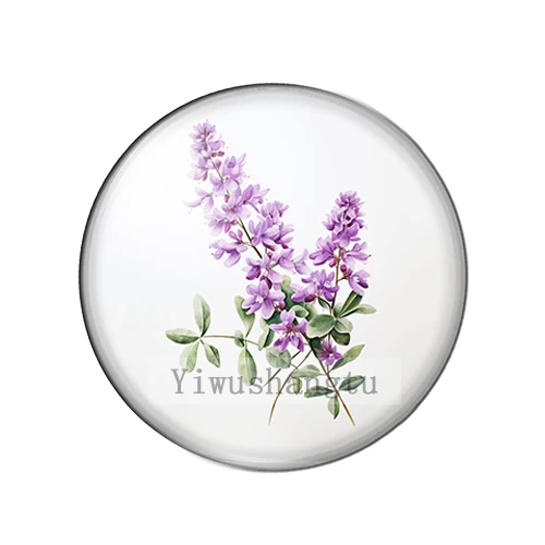 Pure purple lavender flowers Art Paintings 8mm/12mm/20mm/25mm Round photo glass cabochon demo flat back Making findings