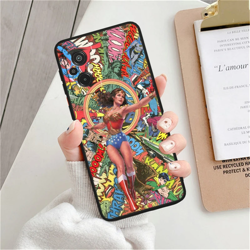 W-wonders Woman Cute For Xiaomi Redmi K60 12C 12 11A A1 11 10C 10X 9T 9C 9AT 8A Pro Silicone Black Phone Case