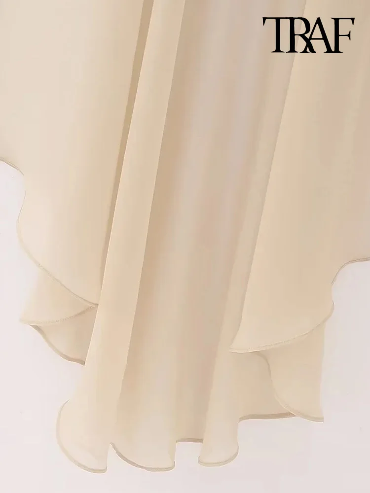 O Neck Back Button Female Shirts Blusas Chic Tops Women Fashion Asymmetric Chiffon Semi-sheer Cape Blouses Sexy