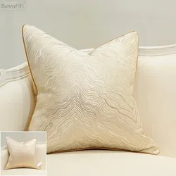 Jacquard Luxury Cushion Cover 45x45cm Embroidery High Quality Decor Sofa Pillow Cover Decorative Pillowcase Beige Cushion Covers