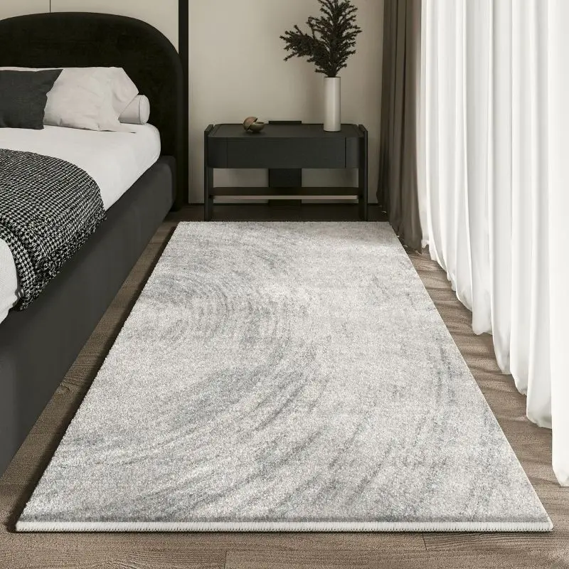 Light Luxury Grey Abstract Plush Long Carpet Bedside Runner Non Slip Living Room Bedroom Hallway Study Bay Window Home Decor