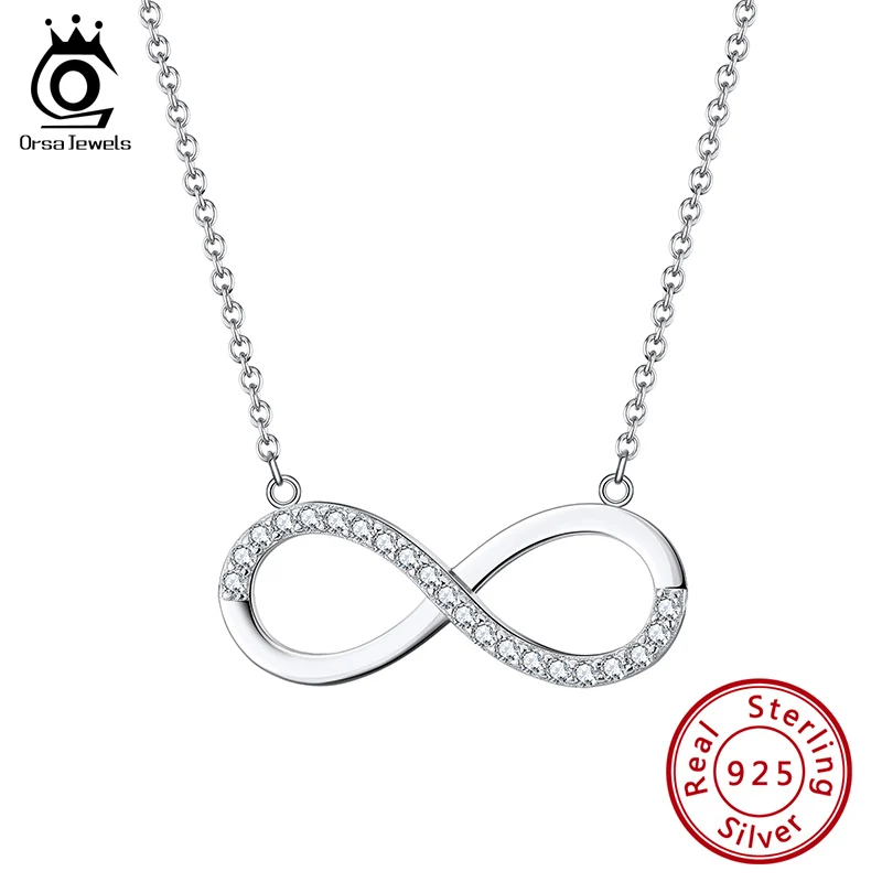 

ORSA JEWELS Модное ожерелье-чокер с подвеской «Бесконечность» и цирконами, классическая цепочка-колье, свадебный подарок SN192