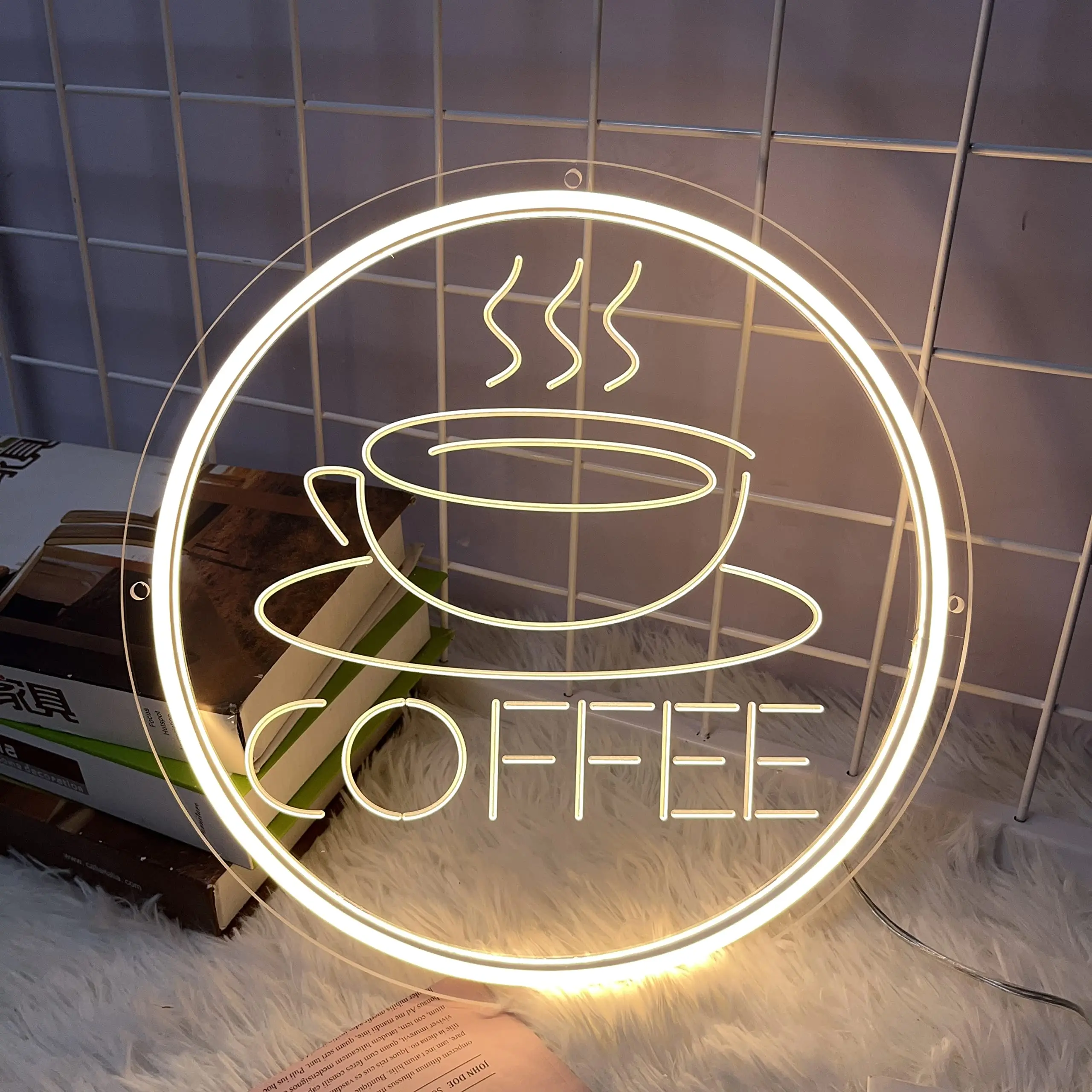 Coffee Cup Neon Sign USB 3D Engrave Art LED Neon Lights with 3D Art for Business, Café, Restaurant, Hotel