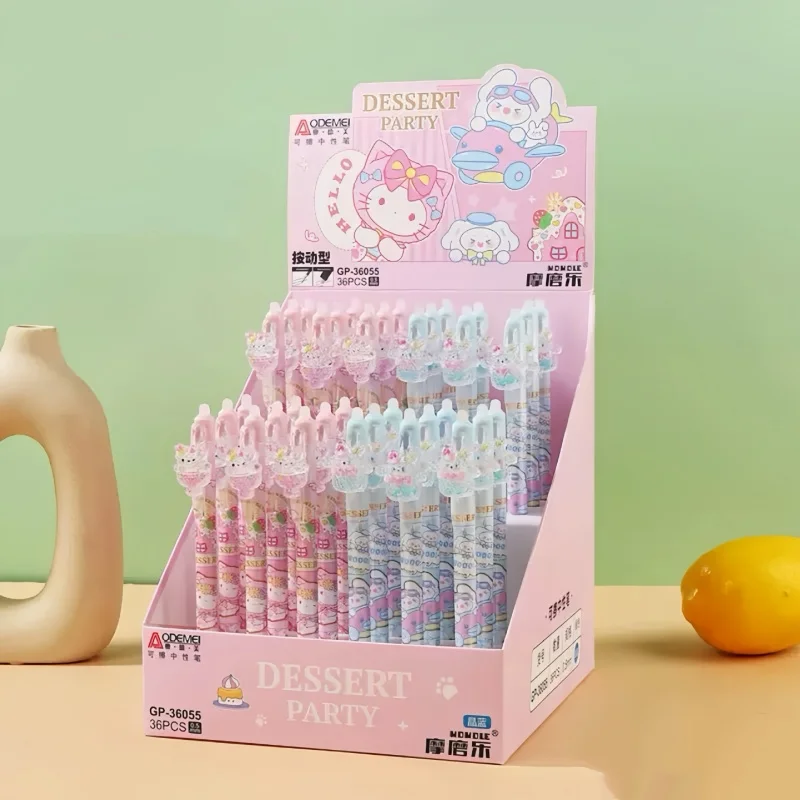 

Набор из 36 шт. милых стираемых гелевых ручек Kawaii Sanrio Kitty Cinnamoroll, 0,5 мм, черные/синие чернила, для подписи, школьные принадлежности