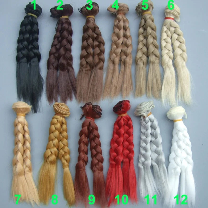 1 Piece 15cm X 100cm Brown Coffee Black Brown Natural Color Curly Doll Plait Wig Braided Hair for Diy Fabric Doll Hair