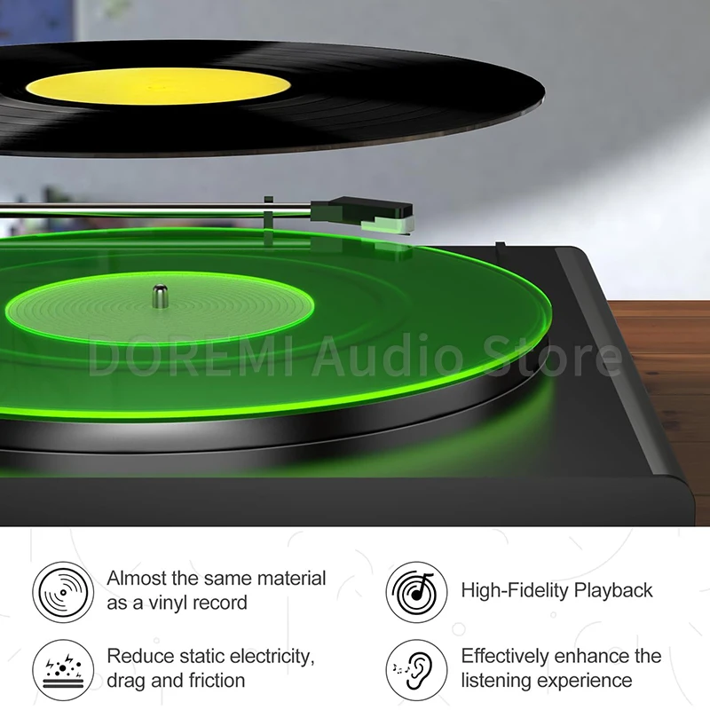 Mata akrylowa pod gramofon 30 cm redukująca statyczne ładunki, kurz i hałas, zamiennik podkładki pod płytę winylową 12 cali. — zdjęcie produktu 3