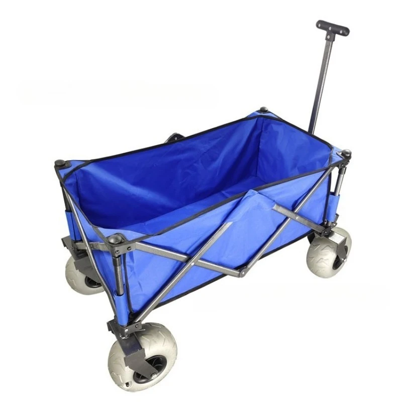 Suitable for outdoor hand-propelled four-wheeled foldable camping trailers