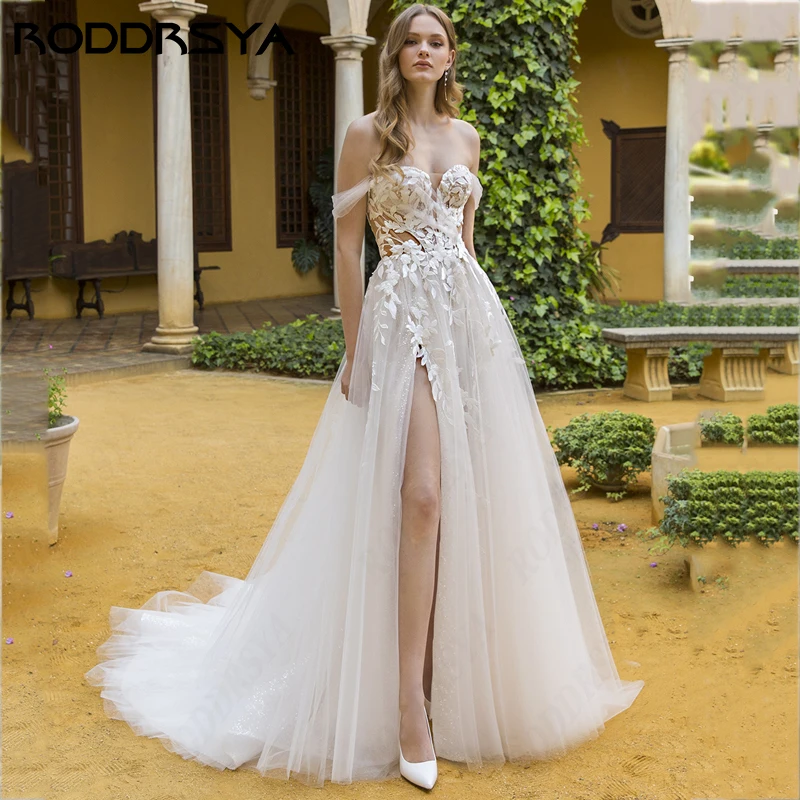 RODDRSYA Sweethear Off Shoulder Wedding Dress for Woman Princess Sexy Backless Robe De Soirée Romantic Tulle A-line Bridal Party