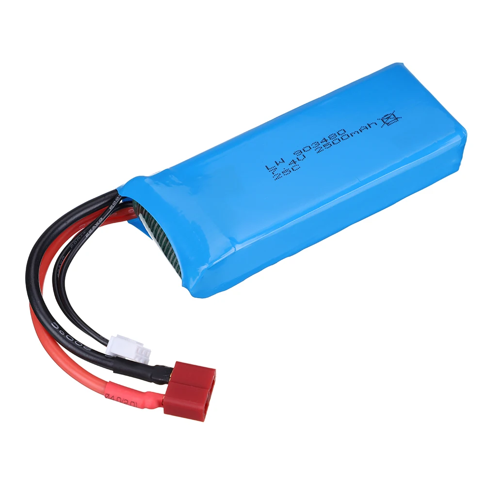 แบตเตอรี่ Lipo 2S 7.4V สำหรับ wltoys 104001 124019 124018 144001 mobil RC อะไหล่แบตเตอรี่7.4V 2500mAh mobil RC S เรือรถบรรทุกแบตเตอรี่