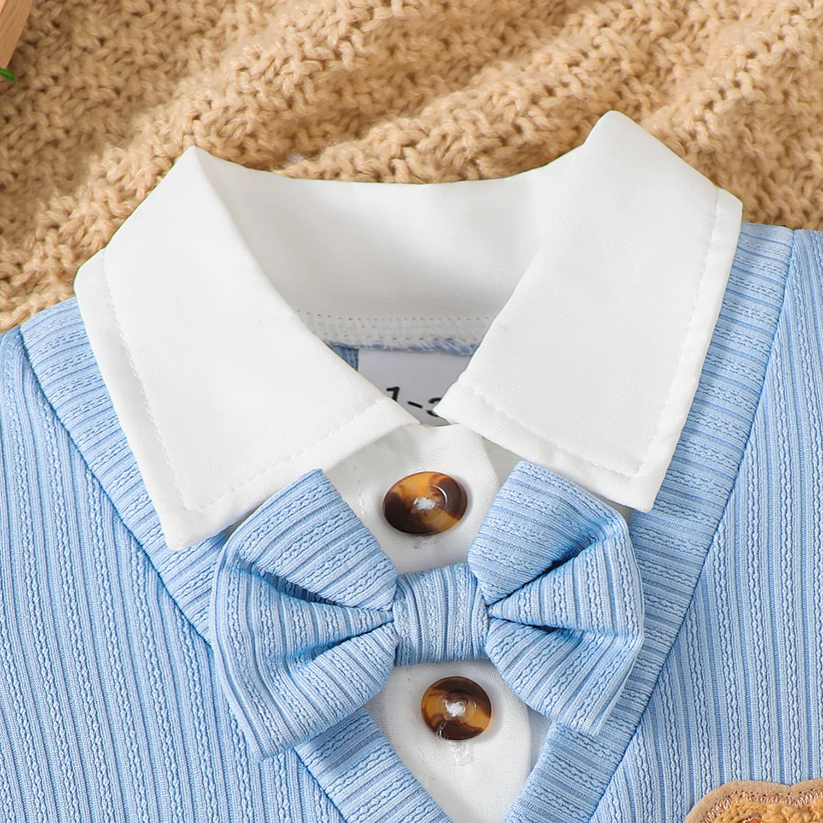 بدلة قفز للأطفال حديثي الولادة لطيفة على شكل عزيزي صغير بأكمام قصيرة من عمر 0 إلى 18 شهرًا ملابس صيفية للرجال الصغار #3