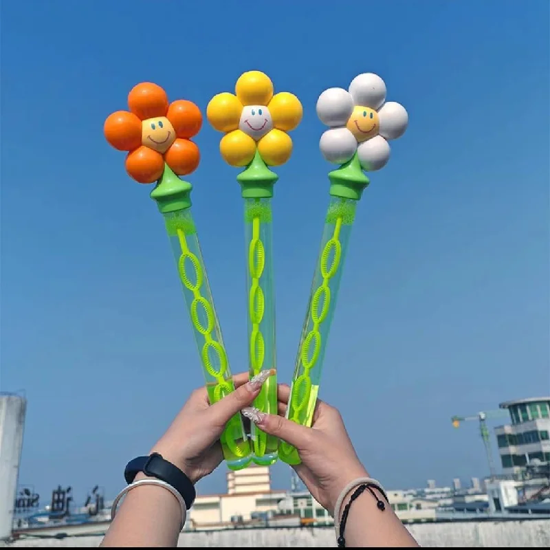 Summer Outdoor GamesDopamine Colorful Flowers King Interactive Bubble Water Soap Bubbles Handheld Kids Toys Girl Gifts Baby Toys