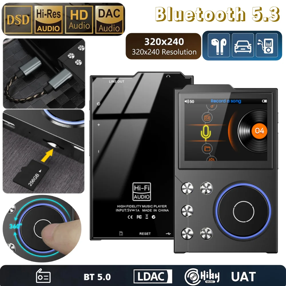 

HiFi MP3 Player Lossless DSD Digital Bluetooth 5.3 HiFi Lossless Audio Player Digital Audio Music Player Support Up To 256GB