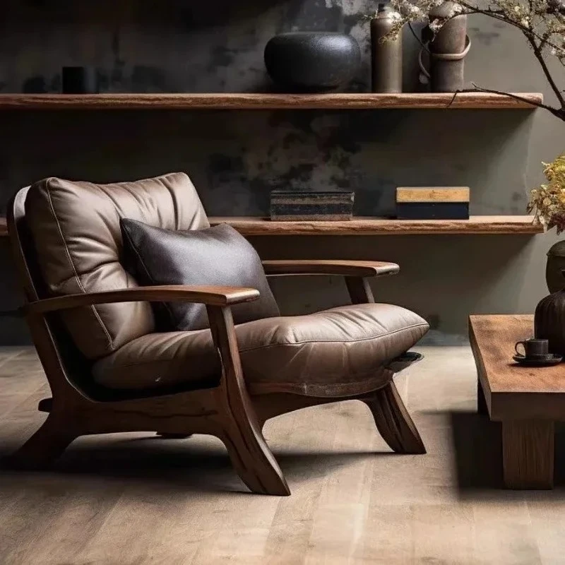 Chinese Solid Wood Sofa Chair, Solid Wood, Customizable, Living Room Sofa, Armchair, Anti-corrosion and Moisture-proof
