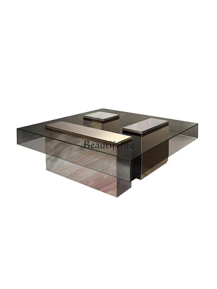 

FG28Coffee table light luxury modern high-end square living room tempered glass coffee table
