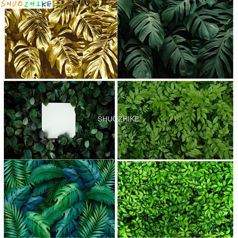 

Gold Leaves Tropical Plants Photography Backdrops Props Rainforest Plants Green Wall Newborn Birthday Party Studio Background