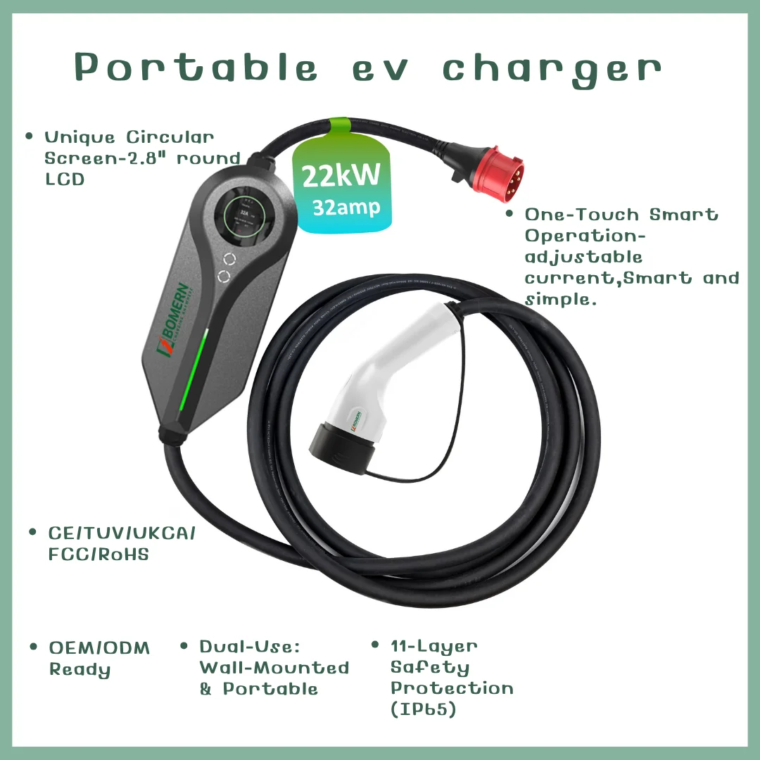 BOMERN New Smartlife APP EV Charger For Home Use 16A 110-240V 3.5kW 5M Cable IP66 Protection CE/FCC Certified Portable