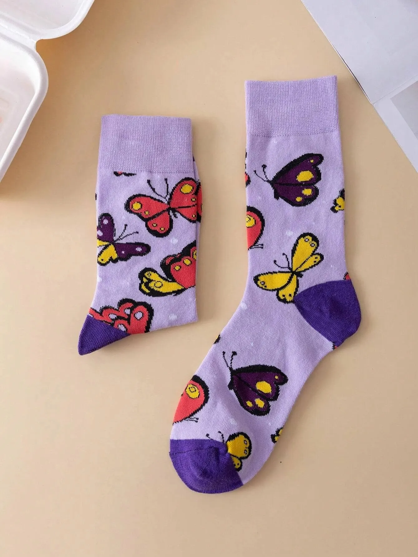 1 Pair Fashion Unisex Socks Cartoon Animal Plants Print Cute Middle Tube Socks Suit In All Seasons For Daily