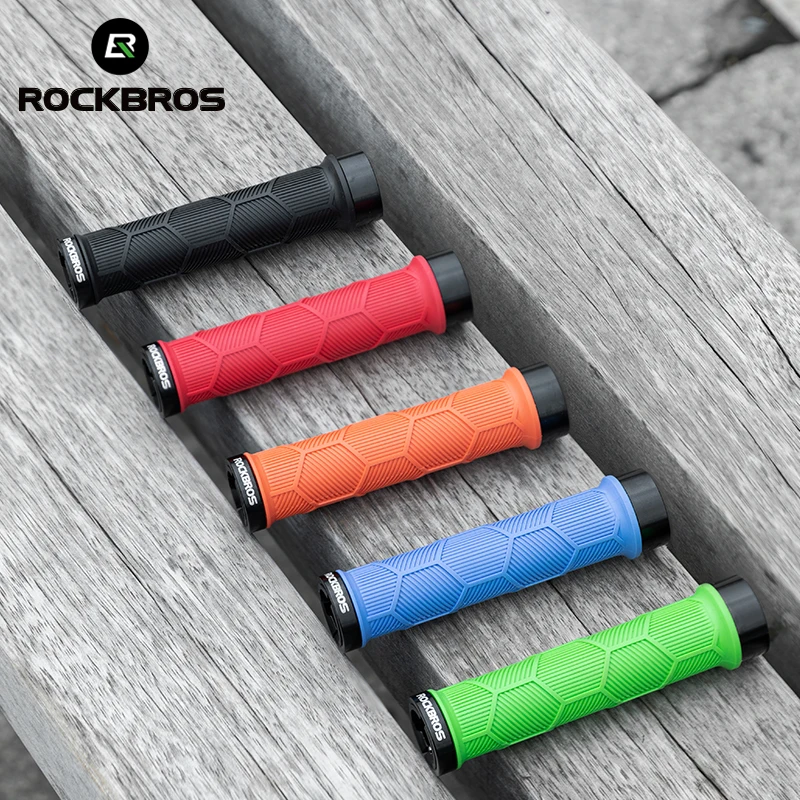 ROCKBROS MTB Bicycle Grips Silicone Non-Slip Bike Handle Ultralight Anti-skid Bilateral Aluminum Alloy Lock Ring Bike Accessory