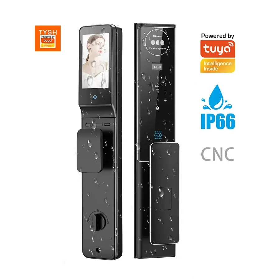 Tuya Smart Wood Door Lock with 3D Face Recognition & WiFi Automatic Biometric Security Digit Lock & Camera view 2