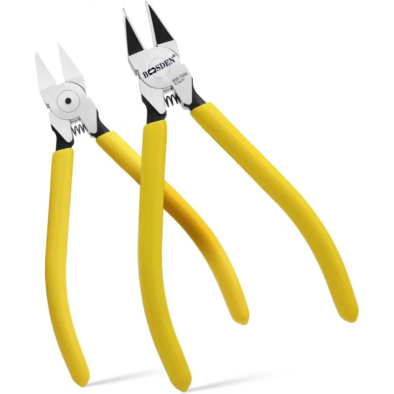 Small Wire Cutters 2, 6 inch Cutting Pliers, Dikes Spring Loaded Side , Flush Cut , Precision Cutter