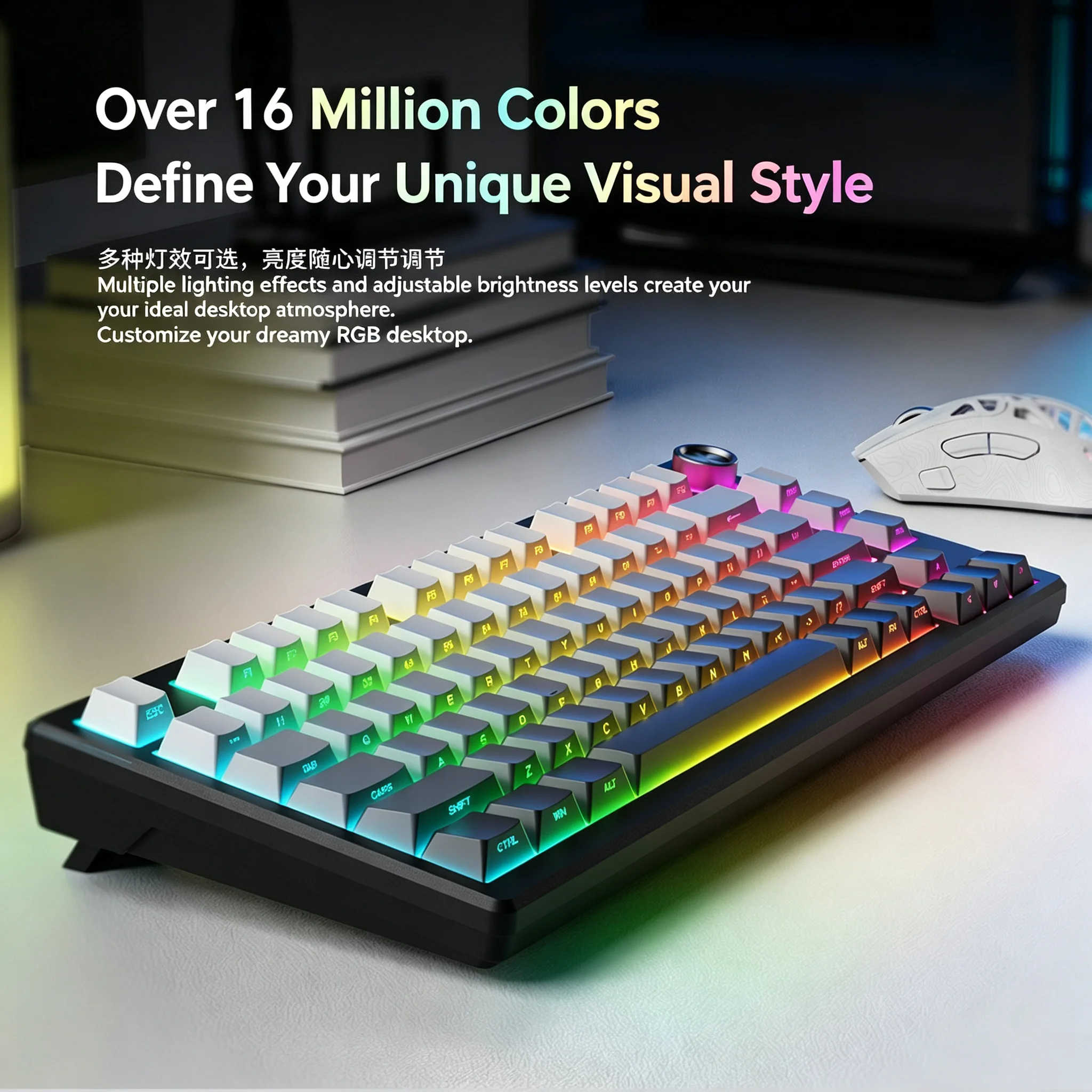 75-Keys RGB Backlit Mechanical Touch Feel Wired Gamer Keyboard Ergonomic Slient Gaming Keyboard For PC Computer Laptop Tablet