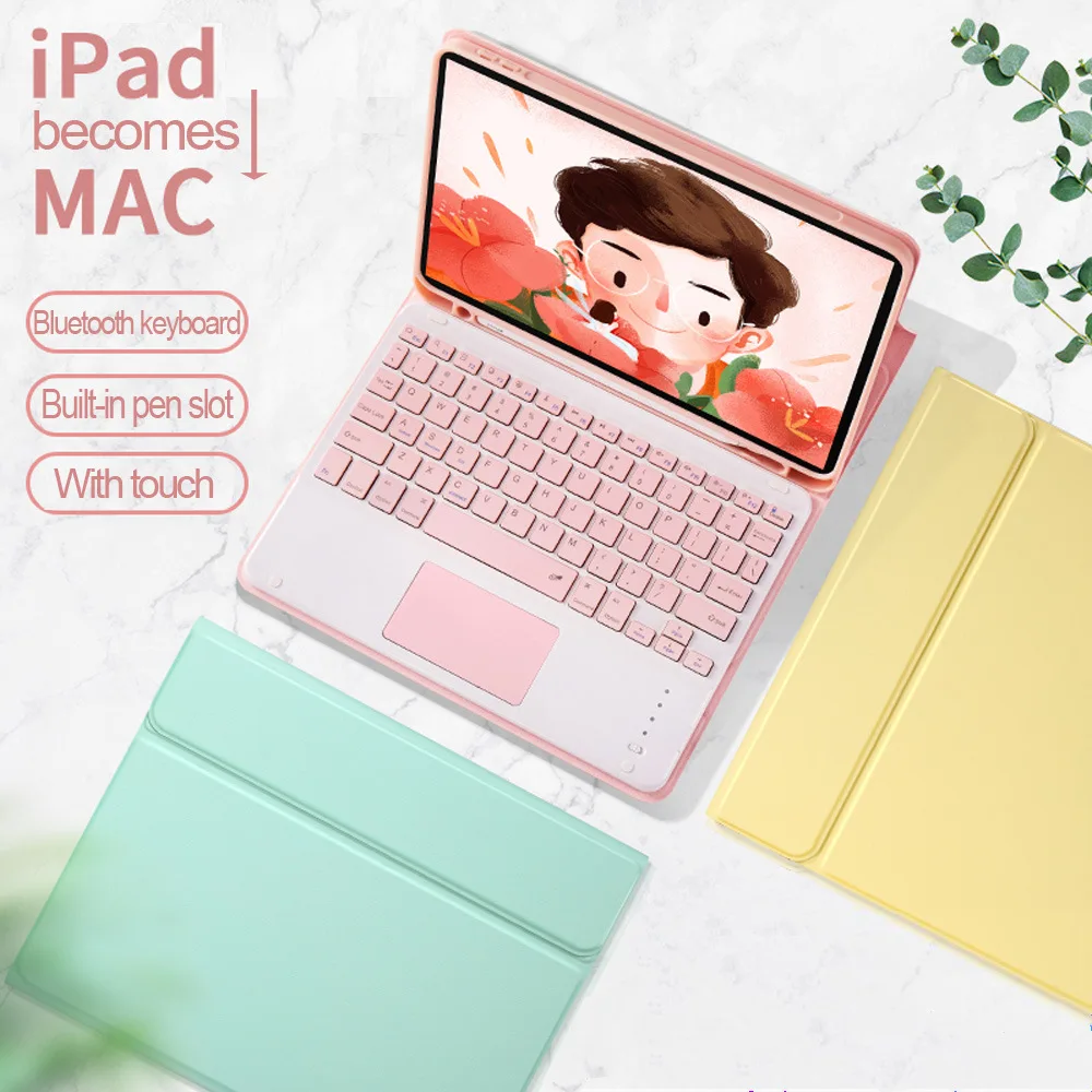 For iPad Air Pro Keyboard Case 5th 6th 7th 8th 9th 10th Generation 9.7 10.5 10.9 11 12.9 13 inch Flip Cover Soft Case with Mouse