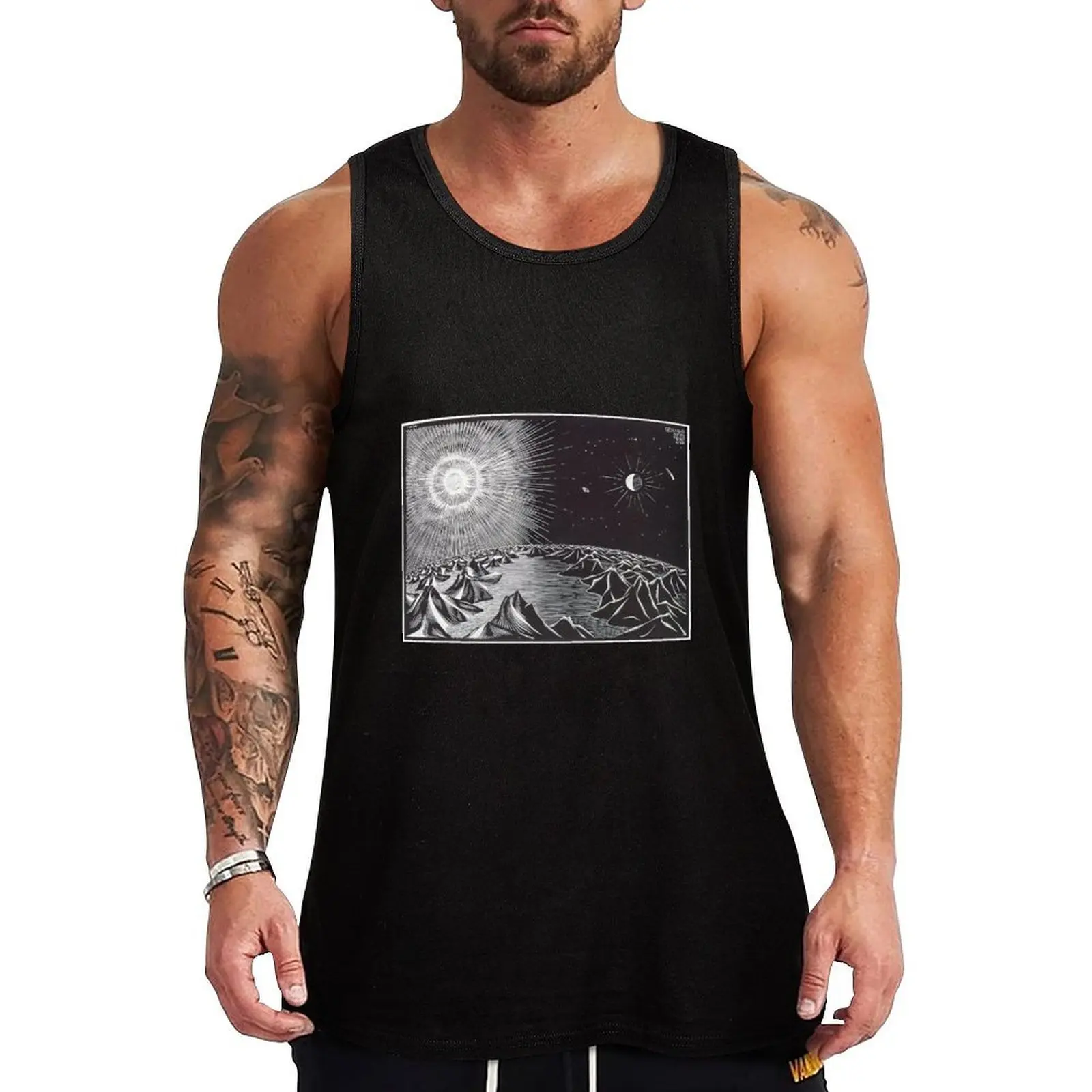 M.C. Escher - The 4th Day of the Creation Tank Top Modern Print Tank Top Contemporary Graphic Shirt