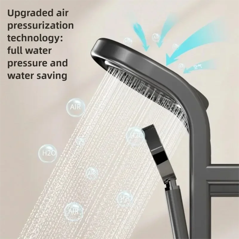 

Black Gun Grey Brushed Matte Finish Shower Faucet Set Handheld Overhead Constant Temperature Pressurized For Hotel